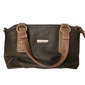 Koltov Black and Brown Faux Leather Handbag